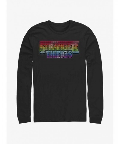 Stranger Things Rainbow Logo Long Sleeve T-Shirt $14.48 T-Shirts