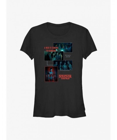 Stranger Things Hawkins War Collage Girls T-Shirt $11.45 T-Shirts