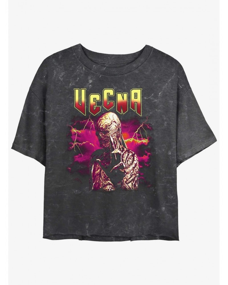 Stranger Things Heavy Metal Vecna Mineral Wash Girls Crop T-Shirt $8.67 T-Shirts