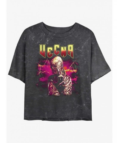 Stranger Things Heavy Metal Vecna Mineral Wash Girls Crop T-Shirt $8.67 T-Shirts