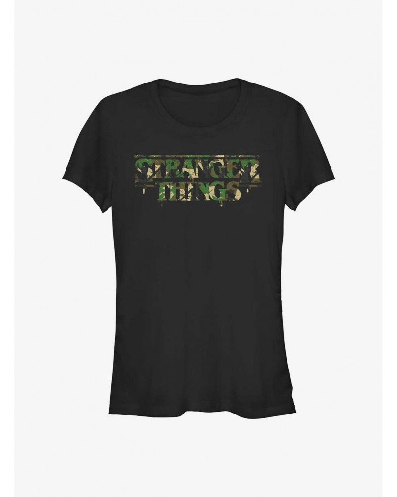 Stranger Things Camo Logo Girls T-Shirt $7.72 T-Shirts