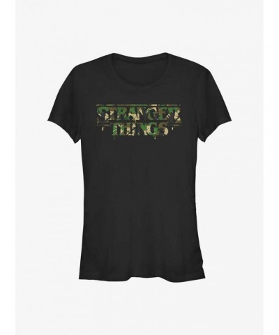 Stranger Things Camo Logo Girls T-Shirt $7.72 T-Shirts