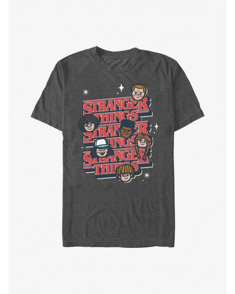 Stranger Things Toon Character Text Stack T-Shirt $10.04 T-Shirts