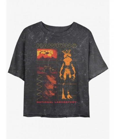 Stranger Things Hawkins Lab Mineral Wash Crop Girls T-Shirt $12.43 T-Shirts