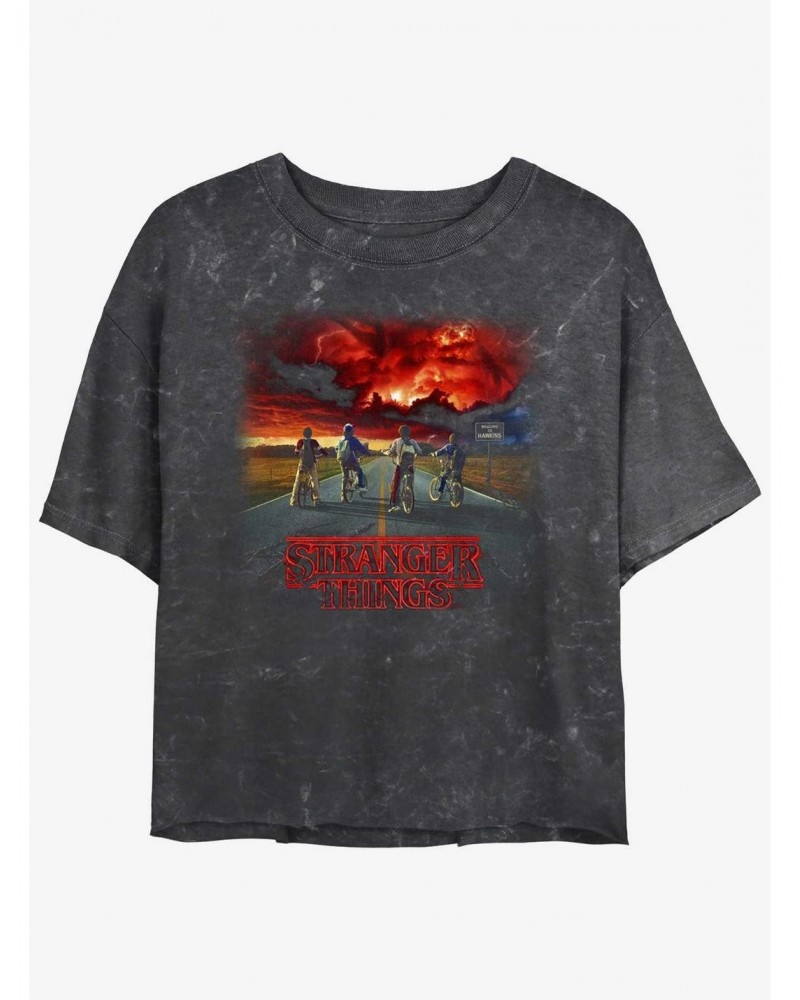 Stranger Things Where It Began Mineral Wash Crop Girls T-Shirt $11.56 T-Shirts