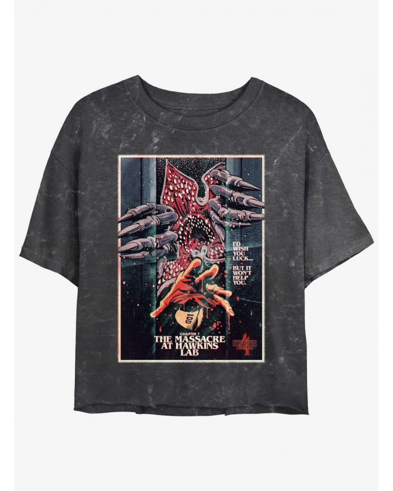 Stranger Things x Butcher Billy The Massacre At Hawkins Lab Mineral Wash Crop Girls T-Shirt $13.01 T-Shirts