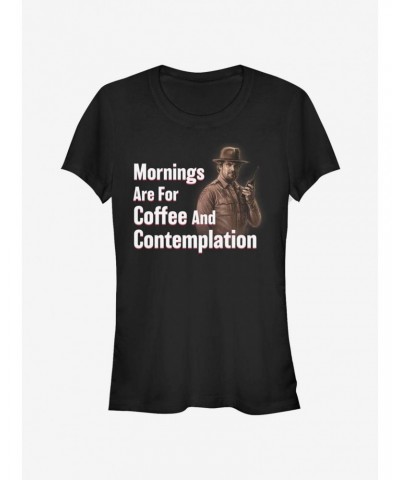 Stranger Things Coffee and Contemplation Chief Hopper Girls T-Shirt $11.95 T-Shirts