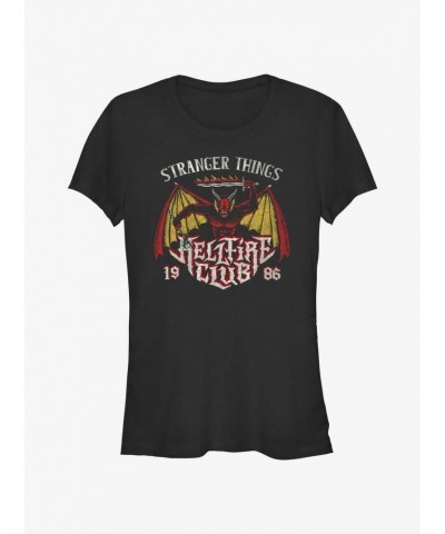 Stranger Things Demon Hellfire Club Girls T-Shirt $9.96 T-Shirts