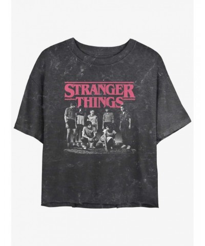 Stranger Things Stranger Squad Mineral Wash Crop Girls T-Shirt $11.85 T-Shirts