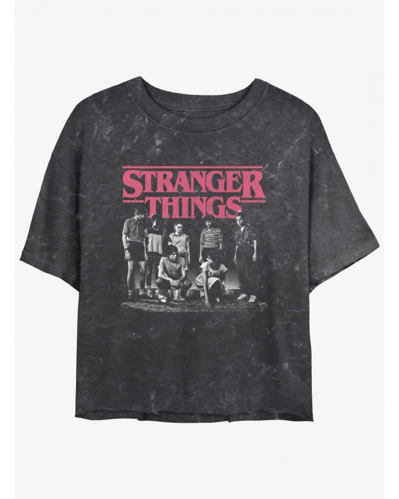 Stranger Things Stranger Squad Mineral Wash Crop Girls T-Shirt $11.85 T-Shirts