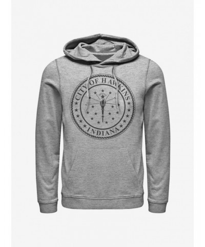 Stranger Things Hawkins City Seal Hoodie $17.06 Hoodies