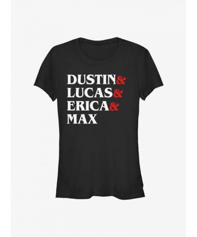 Stranger Things Dustin & Lucas & Erica & Max Girls T-Shirt $7.72 T-Shirts