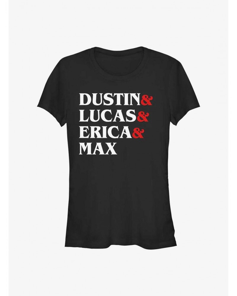 Stranger Things Dustin & Lucas & Erica & Max Girls T-Shirt $7.72 T-Shirts