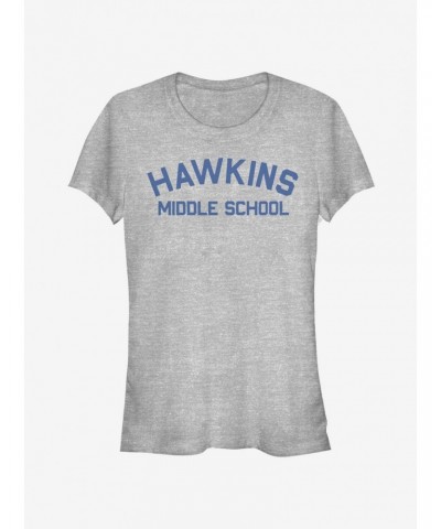 Stranger Things Hawkins Mid School Girls T-Shirt $8.22 T-Shirts