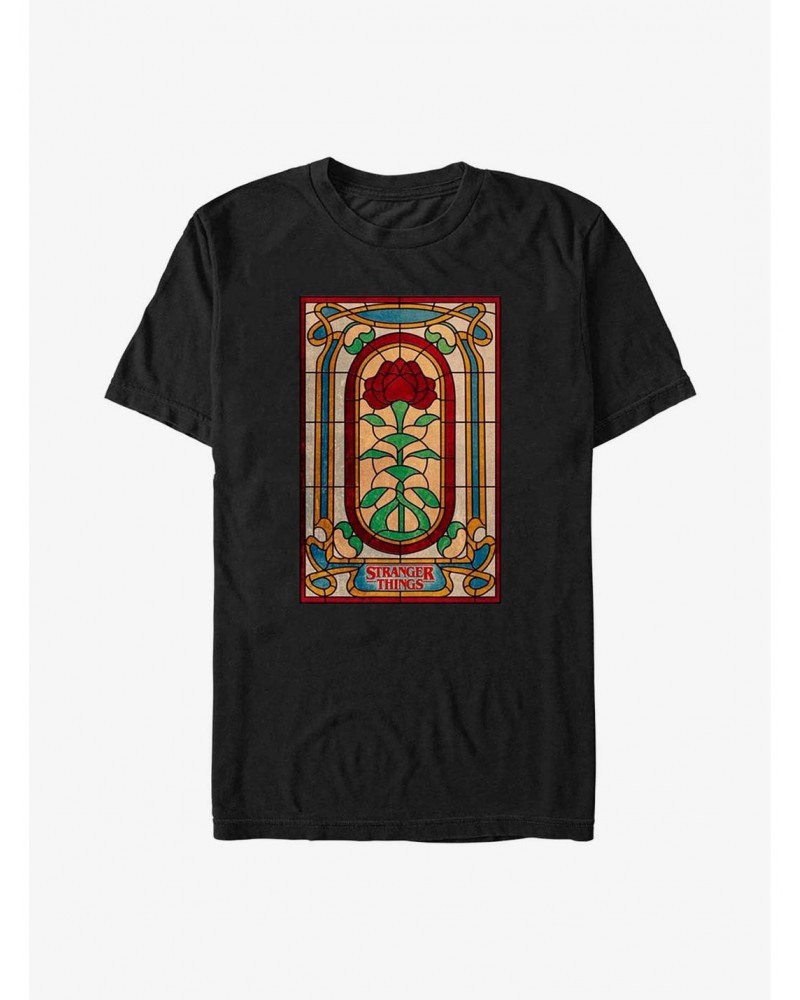 Stranger Things Stained Glass Rose T-Shirt $8.84 T-Shirts