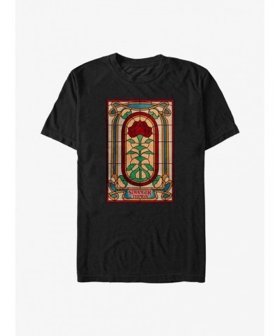 Stranger Things Stained Glass Rose T-Shirt $8.84 T-Shirts