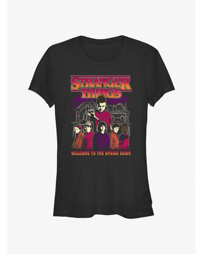 Stranger Things Upside Down Group Girls T-Shirt $11.45 T-Shirts