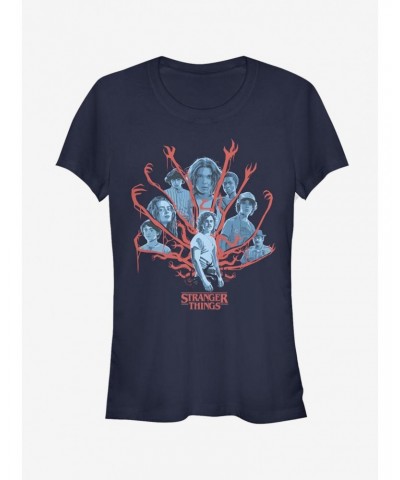 Stranger Things Tonal Gorgon Group Shot Girls T-Shirt $7.47 T-Shirts