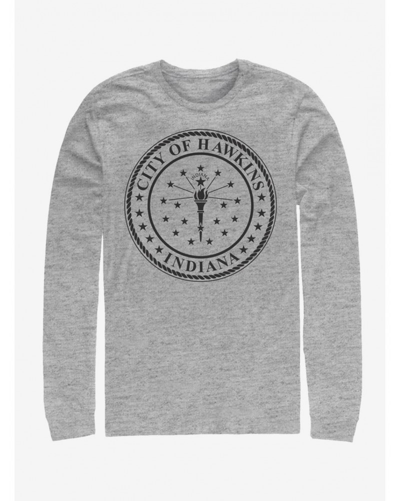 Stranger Things Hawkins City Seal Long-Sleeve T-Shirt $15.13 T-Shirts