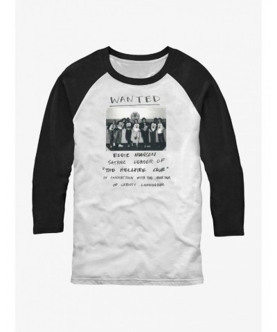 Stranger Things Eddie Munson Wanted Poster Raglan T-Shirt $14.45 T-Shirts