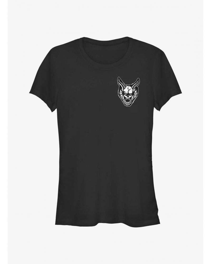 Stranger Things Cutout Demon Head Pocket Girls T-Shirt $7.47 T-Shirts