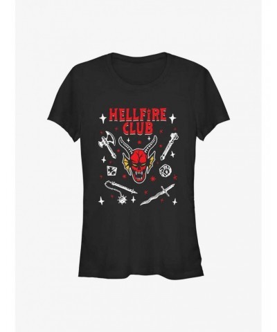 Stranger Things Hellfire Club Girls T-Shirt $11.21 T-Shirts