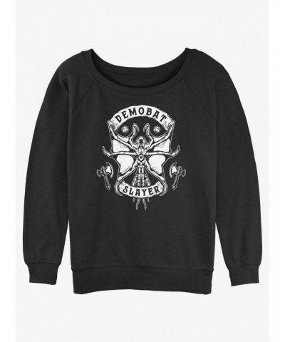 Stranger Things Demobat Slayer Girls Slouchy Sweatshirt $15.13 Sweatshirts