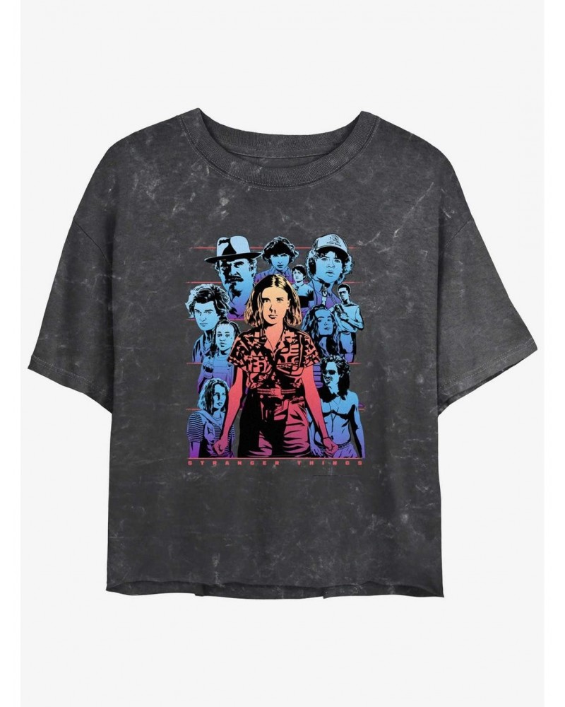 Stranger Things Populous Gaze Mineral Wash Crop Girls T-Shirt $12.14 T-Shirts