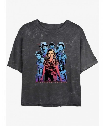 Stranger Things Populous Gaze Mineral Wash Crop Girls T-Shirt $12.14 T-Shirts