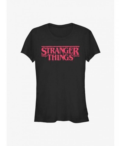 Stranger Things Drippy Logo Girls T-Shirt $11.21 T-Shirts