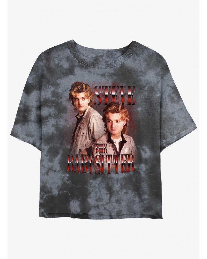 Stranger Things Steve The Babysitter Mineral Wash Crop Girls T-Shirt $9.25 T-Shirts