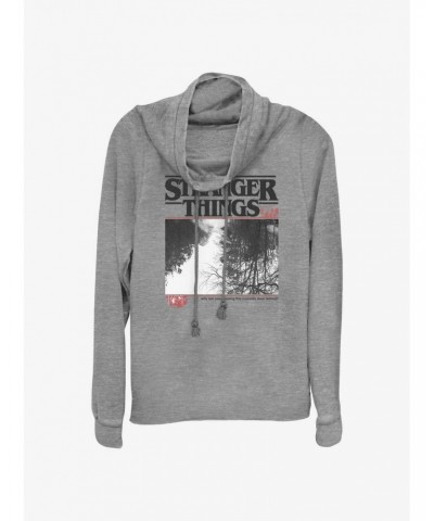 Stranger Things Forest Photo Logo Cowl Neck Long-Sleeve Top $21.55 Tops