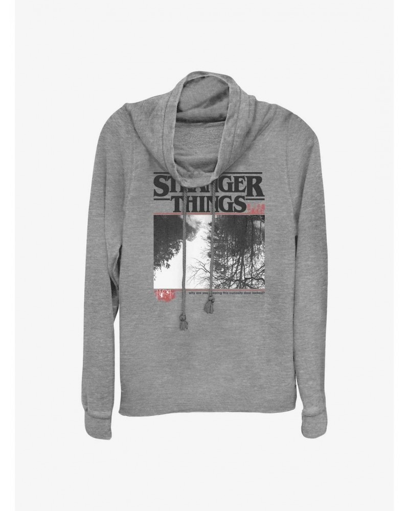 Stranger Things Forest Photo Logo Cowl Neck Long-Sleeve Top $21.55 Tops