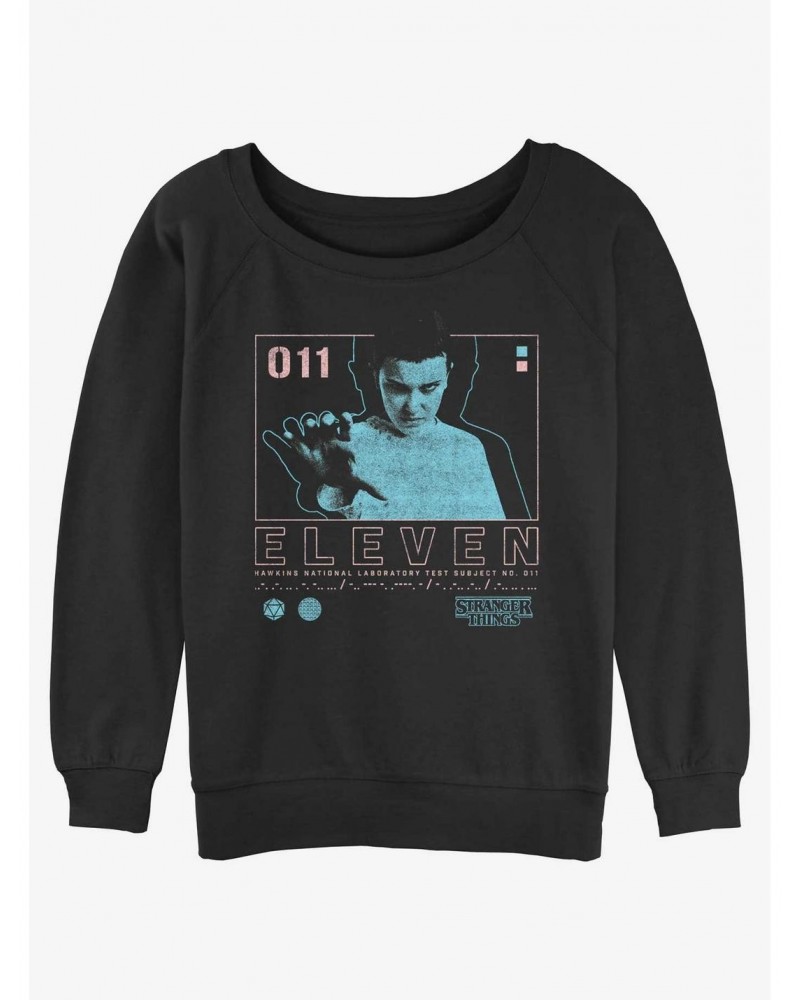 Stranger Things Eleven Infographic Girls Slouchy Sweatshirt $18.08 Sweatshirts