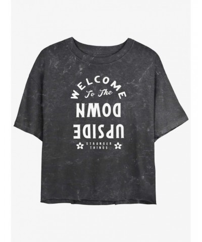 Stranger Things Welcome to the Upside Down Mineral Wash Crop Girls T-Shirt $8.96 T-Shirts