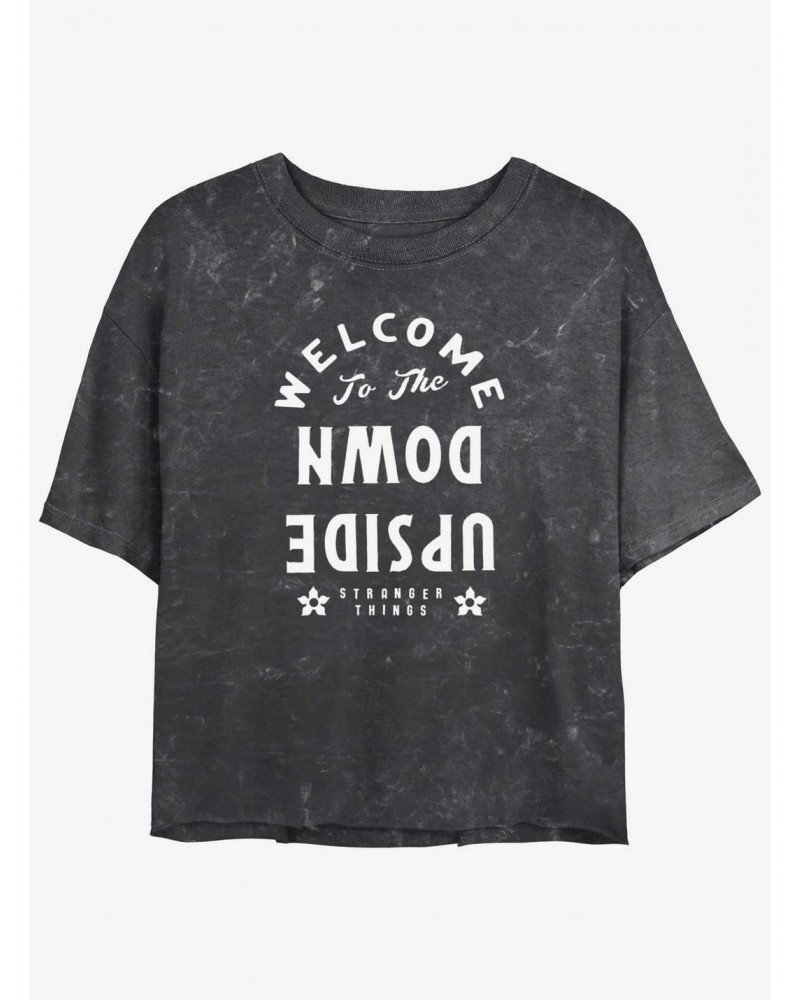 Stranger Things Welcome to the Upside Down Mineral Wash Crop Girls T-Shirt $8.96 T-Shirts