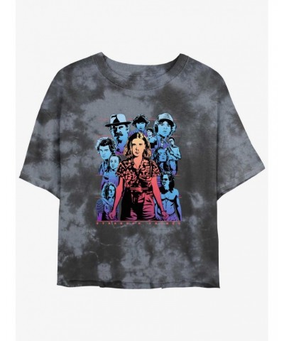 Stranger Things Populous Gaze Mineral Wash Crop Girls T-Shirt $12.14 T-Shirts