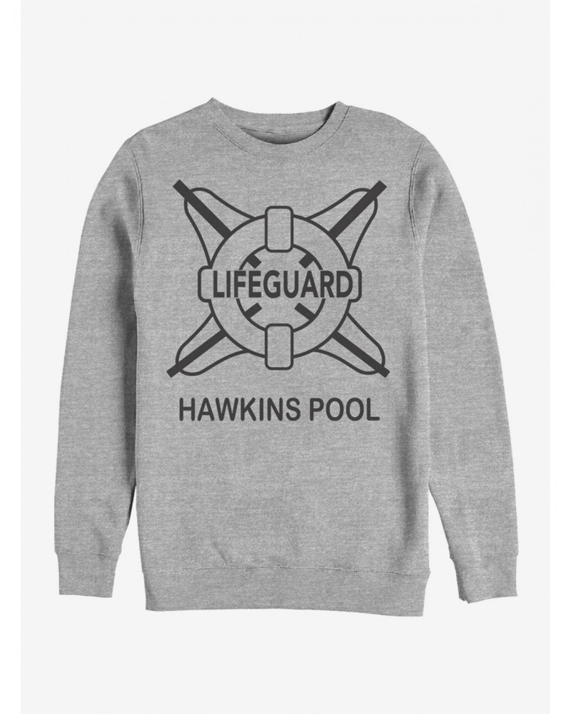 Stranger Things Hawkins Pool Lifeguard Crew Sweatshirt $16.24 Sweatshirts