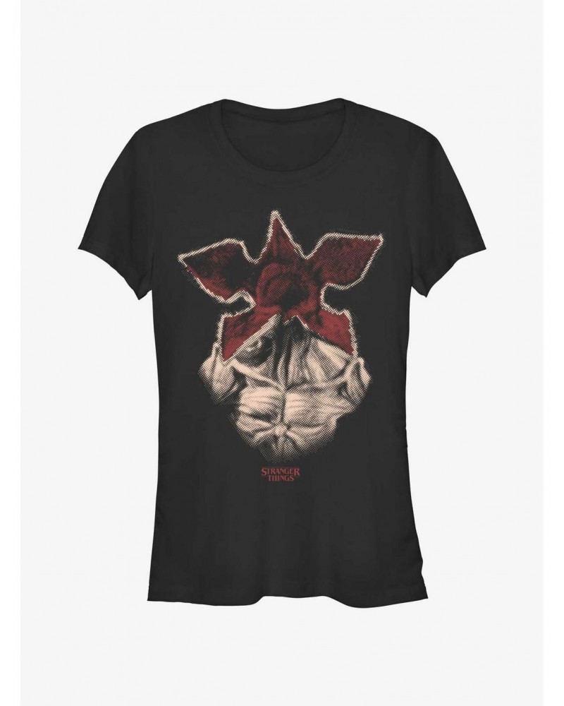 Stranger Things Halftone Demogorgon Girls T-Shirt $10.71 T-Shirts