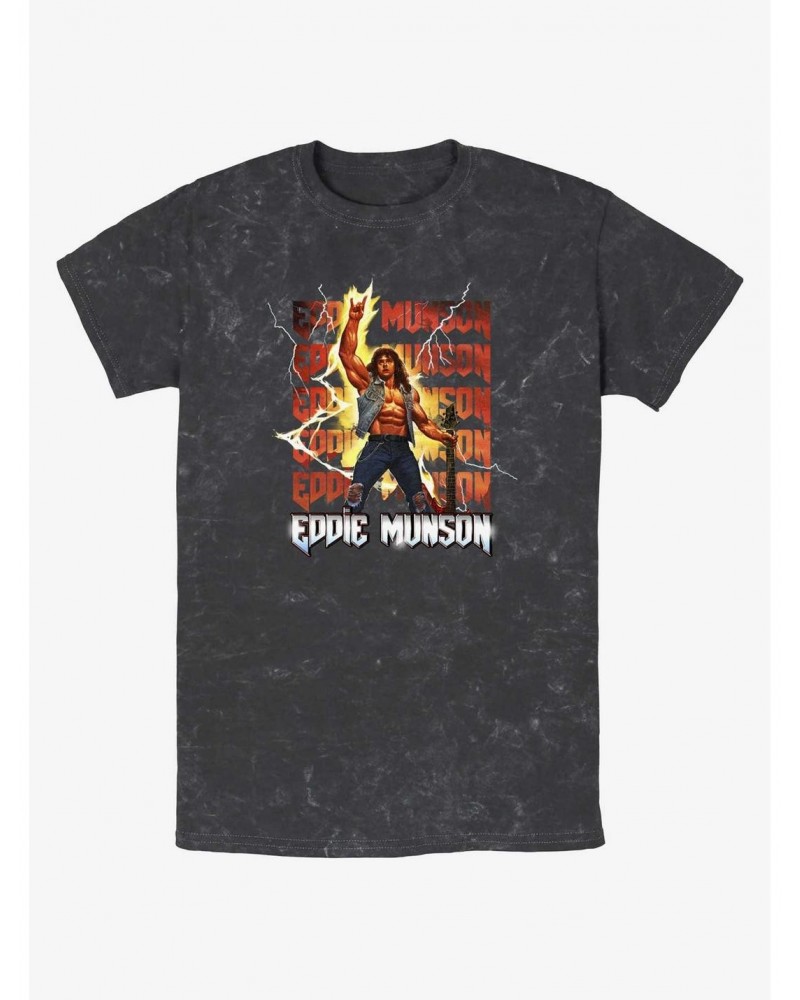 Stranger Things Eddie Munson Rock God Mineral Wash T-Shirt $11.91 T-Shirts