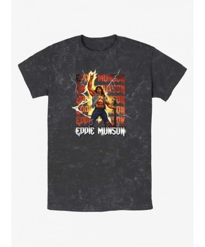 Stranger Things Eddie Munson Rock God Mineral Wash T-Shirt $11.91 T-Shirts