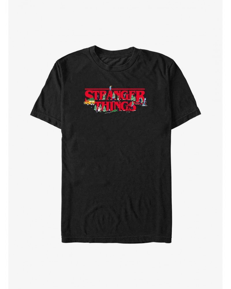 Stranger Things Christmas Scene Logo T-Shirt $11.47 T-Shirts