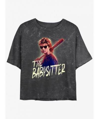 Stranger Things Steve The Babysitter Mineral Wash Crop Girls T-Shirt $9.83 T-Shirts