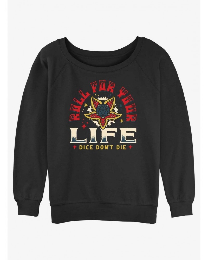 Stranger Things Roll For Your Life Girls Slouchy Sweatshirt $11.44 Sweatshirts