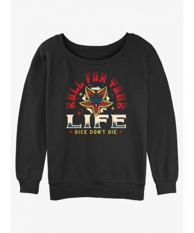 Stranger Things Roll For Your Life Girls Slouchy Sweatshirt $11.44 Sweatshirts