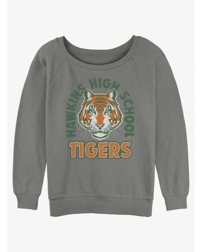 Stranger Things Hawkins High School Tigers Arch Girls Slouchy Sweatshirt $12.55 Sweatshirts