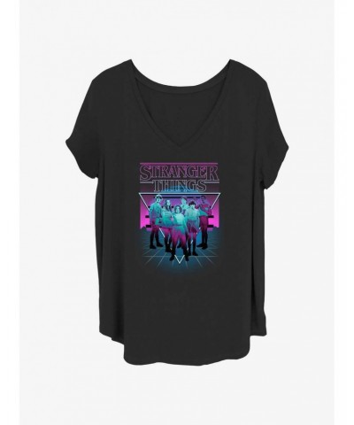 Stranger Things Neon Group Girls T-Shirt Plus Size $12.72 T-Shirts