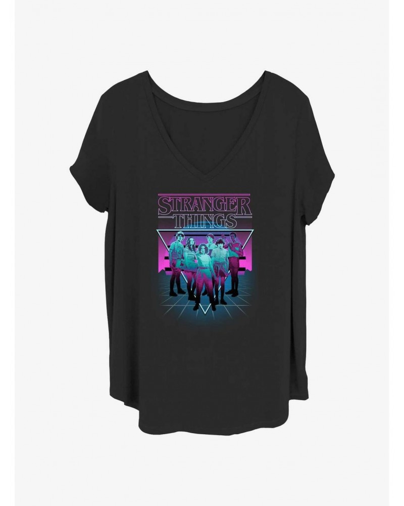 Stranger Things Neon Group Girls T-Shirt Plus Size $12.72 T-Shirts