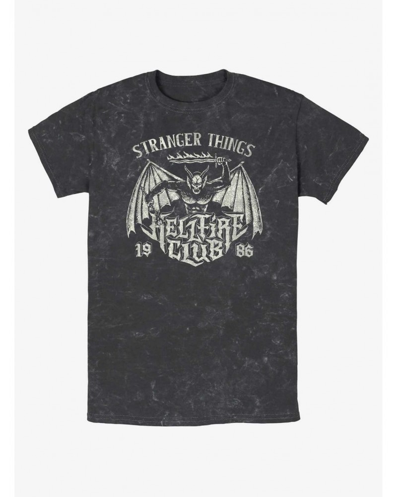 Stranger Things Hellfire Club Metal Band Mineral Wash T-Shirt $9.07 T-Shirts