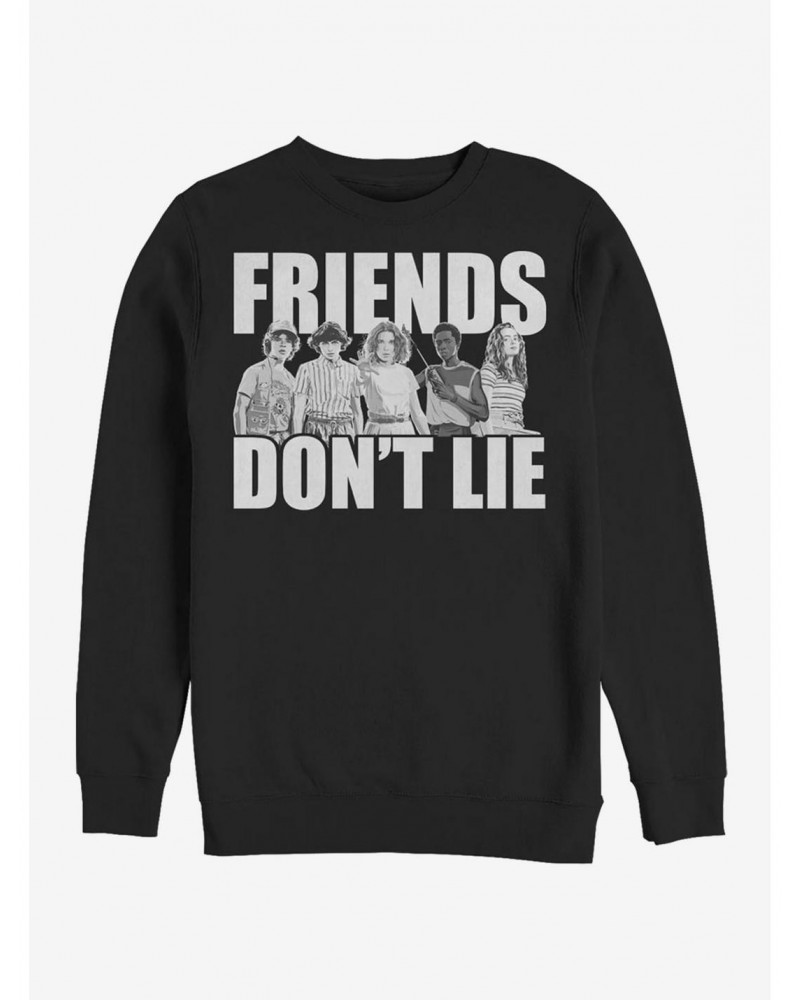 Stranger Things Cast Friends Don't Lie Crew Sweatshirt $15.50 Sweatshirts